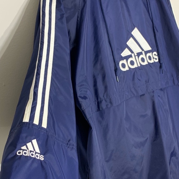 Vintage 90s Adidas Zip Up Windbreaker jacket navy blue what men’s XL active - Picture 2 of 8